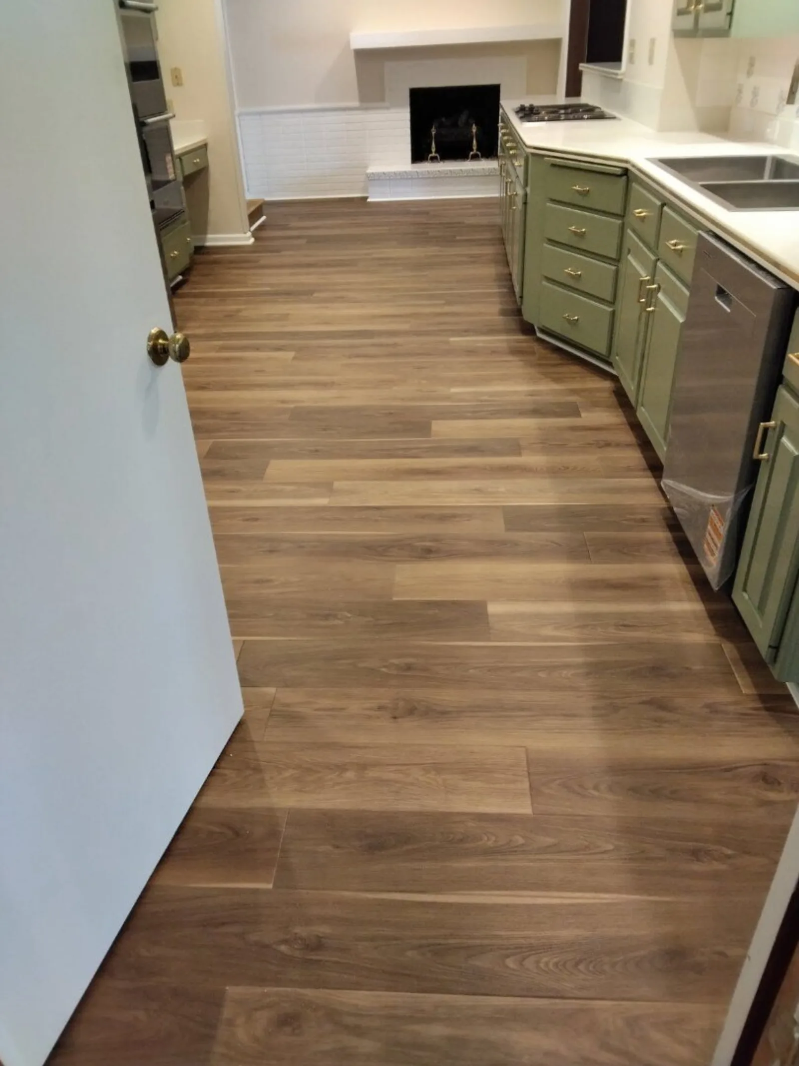 Wood-look LVP in a remodeled kitchen