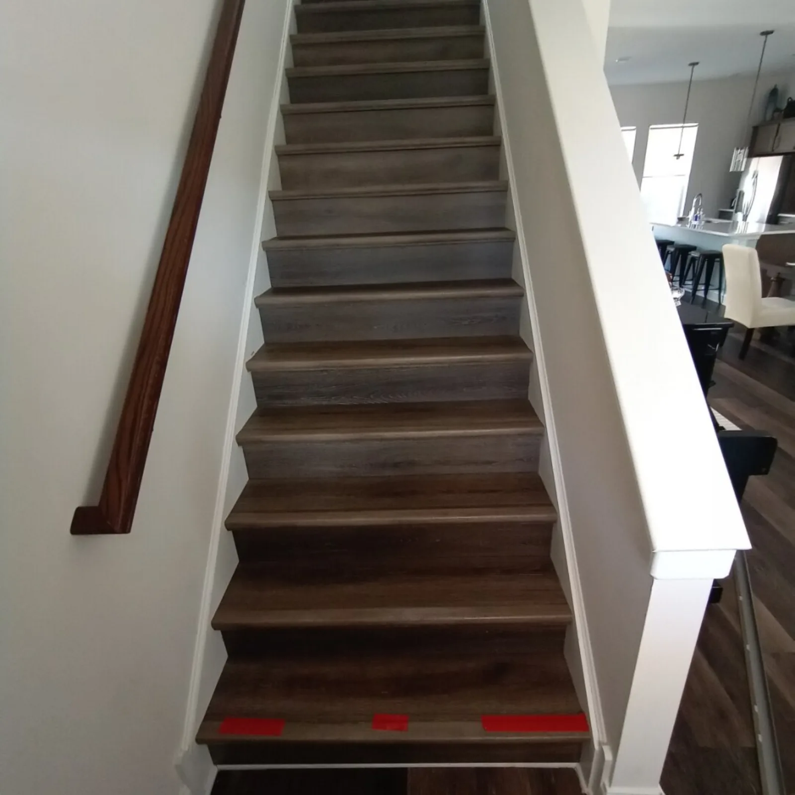 Luxury vinyl plank staircase